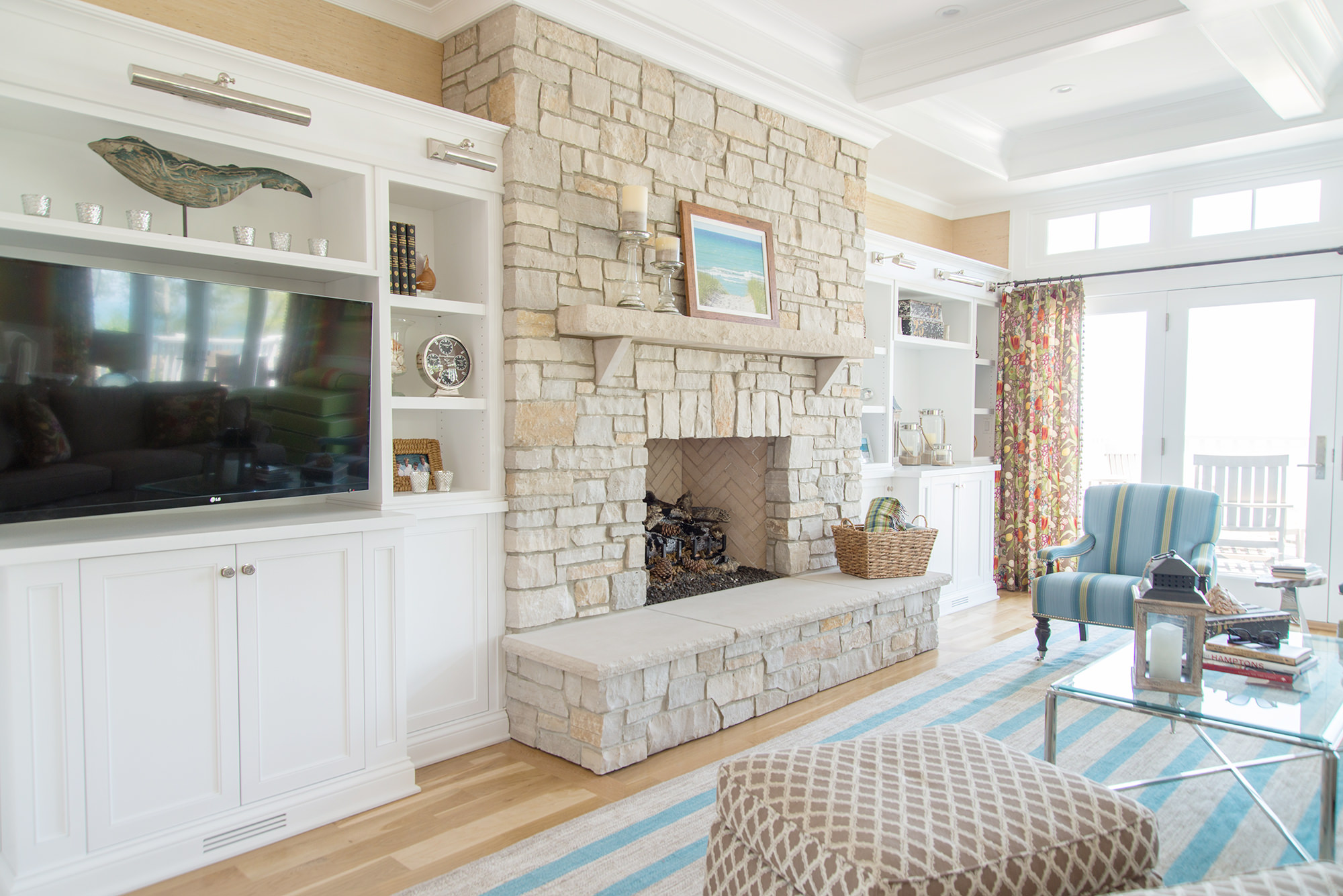 Custom fireplace and entertainment built in's can be designed for your beach home or remodel.